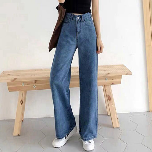 デニムワイドパンツハイウエストレディース ロングパンツ レディース ストレートパンツ カジュアル ズボン 韓国風 ジーンズ ゆったり ボトムス 春夏 ロールアップ 86YIFANGE-003
