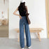 デニムワイドパンツハイウエストレディース ロングパンツ レディース ストレートパンツ カジュアル ズボン 韓国風 ジーンズ ゆったり ボトムス 春夏 ロールアップ 86YIFANGE-003