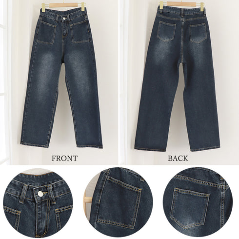 レトロ デニムワイドパンツ ハイウエスト レディース 韓国風 ジーパン 美脚脚長 ボトムス カジュアル ロングパンツ ゆったり ストレートパンツ 春夏秋冬おしゃれ 86YIFANGE-004