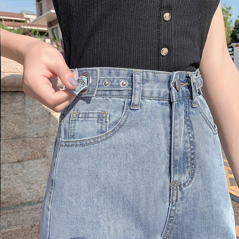 ストレートデニムパンツ レディース 美脚 ハイウエスト セミワイドデニムパンツ 脚長見せ ロングパンツ ゆったり 着やせ ボトムス 韓国風 オルチャン定番デニム 86YIFANGE-009