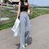 ストレートデニムパンツ レディース 美脚 ハイウエスト セミワイドデニムパンツ 脚長見せ ロングパンツ ゆったり 着やせ ボトムス 韓国風 オルチャン定番デニム 86YIFANGE-009