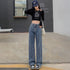 ストレートデニムパンツ レディース 美脚 ハイウエスト セミワイドデニムパンツ 脚長見せ ロングパンツ ゆったり 着やせ ボトムス 韓国風 オルチャン定番デニム 86YIFANGE-009