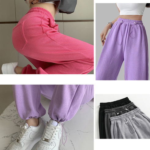 スウェットパンツ レディースカラーパンツ ドローストリング ジョガーパンツ ウエストゴム ゆったりパンツ ランニングウェア カジュアル ダンス衣装 韓国風ボトムス 86YIFANGE-012