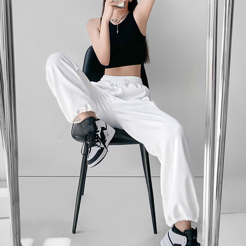 スウェットパンツ レディースカラーパンツ ドローストリング ジョガーパンツ ウエストゴム ゆったりパンツ ランニングウェア カジュアル ダンス衣装 韓国風ボトムス 86YIFANGE-012