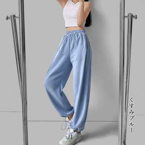 スウェットパンツ レディースカラーパンツ ドローストリング ジョガーパンツ ウエストゴム ゆったりパンツ ランニングウェア カジュアル ダンス衣装 韓国風ボトムス 86YIFANGE-012
