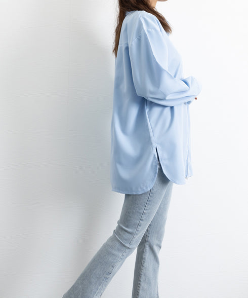 ダブルジップシャツ シャツカーディガン白 レディース 体型カバー ロングシャツ前開き オフィスカジュアル羽織り オープンカラーシャツブラウス 長袖トップス 春秋夏 86YIKELI-001