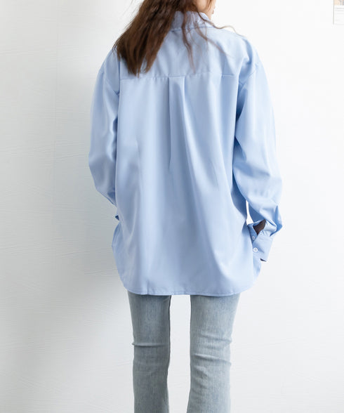 ダブルジップシャツ シャツカーディガン白 レディース 体型カバー ロングシャツ前開き オフィスカジュアル羽織り オープンカラーシャツブラウス 長袖トップス 春秋夏 86YIKELI-001