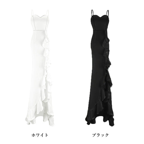 パーティードレス ロング キャバドレス レディース Vネック セクシー キャミワンピース 結婚式 ノースリーブワンピース フレア イブニングドレス スリット上品 86YIMAN-002