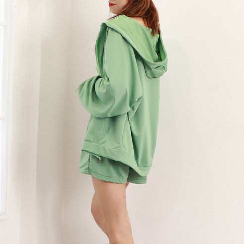 3点セット ルームウェア レディース韓国 可愛い 部屋着セット 長袖 ルームウェア カジュアル ジップアップパーカー ショート丈キャミソール ショートパンツ 春夏 86YIMIYA-001