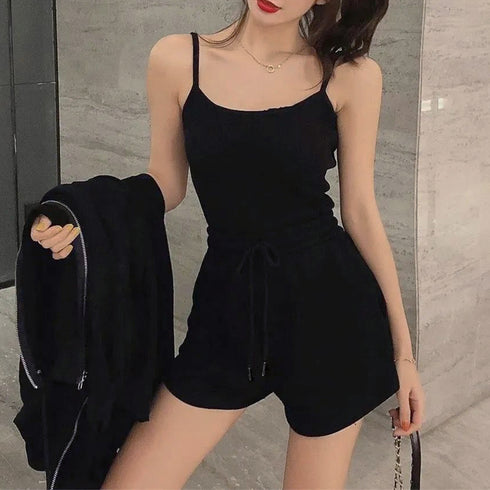 3点セット ルームウェア レディース韓国 可愛い 部屋着セット 長袖 ルームウェア カジュアル ジップアップパーカー ショート丈キャミソール ショートパンツ 春夏 86YIMIYA-001