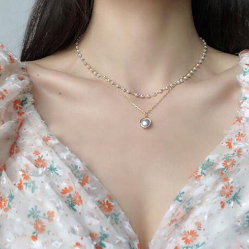 2連 チョーカーネックレス レディース 2連 チョーカーネックレス レディース フェイクパール チェーンネックレス シンプルパールネックレス 重ね付け 86YOUJIA-001