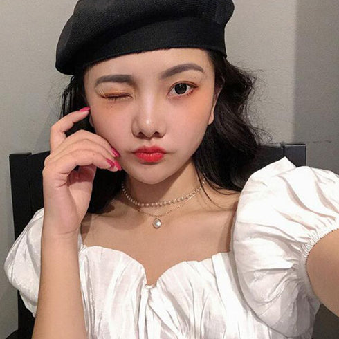 2連 チョーカーネックレス レディース 2連 チョーカーネックレス レディース フェイクパール チェーンネックレス シンプルパールネックレス 重ね付け 86YOUJIA-001