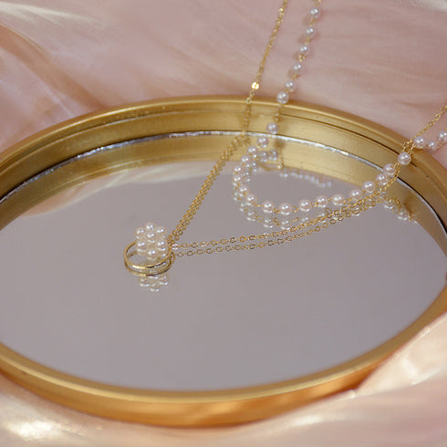 2連 チョーカーネックレス レディース 2連 チョーカーネックレス レディース ショート チェーンネックレス フェイクパールアクセサリー おしゃれ ゴールド 86YOUJIA-005