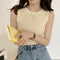 リブニット タンクトップ レディース春夏 ラウンドネック サマーニット 着回し 大人カジュアル 韓国 ノースリーブ ニットカットソー 無地お洒落 ニットインナー 86ZFM-001