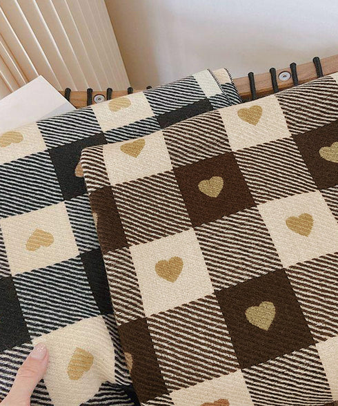 チェック柄 マフラー 大判ストール 厚手 可愛い ハート柄 スカーフショール リバーシブル レディース おしゃれ フリンジ 襟巻き 秋冬 防寒ひざ掛け 暖かい 86ZHENYI-001