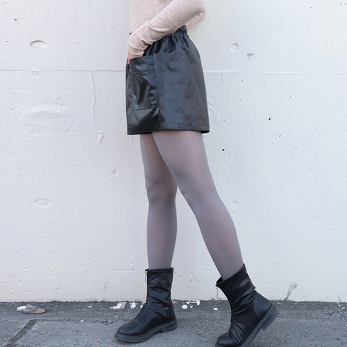 レザー ショートパンツ レディース レザー ショートパンツ レディース ウエストゴム フェイクレザー ワイドショーパン 春秋冬 ミニ キュロットパンツ 86ZMR-002