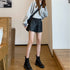 レザー ショートパンツ レディース レザー ショートパンツ レディース ウエストゴム フェイクレザー ワイドショーパン 春秋冬 ミニ キュロットパンツ 86ZMR-002