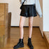 レザー ショートパンツ レディース レザー ショートパンツ レディース ウエストゴム フェイクレザー ワイドショーパン 春秋冬 ミニ キュロットパンツ 86ZMR-002