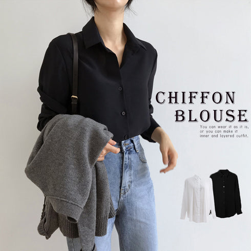 シフォンブラウス 長袖 レディース シフォンブラウス 長袖 レディース おしゃれ とろみシャツ 着やせ 開襟シャツ オフィス Vネック カーディガン 86ZYIPIN-001