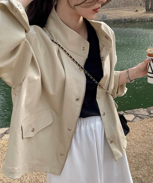 スタンドカラージャケット韓国風ジャンパー ジップジャケット レディース きれいめ ブルゾンジャンパー おしゃれ ライトアウター春秋 マウンテンパーカー 軽アウター 87CHXN-009