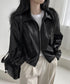 ダブルジップ ライダースジャケット韓国風 合皮革ジャンレディース レトロ フェイクレザージャケット おしゃれスタジャン ライトアウターカジュアルブルゾン ゆったり 87CHXN-010