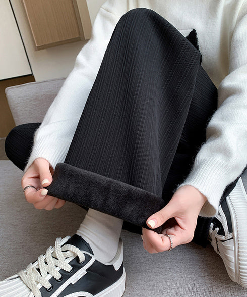 裏起毛ストレートパンツ暖かい レディース ハイウエスト 裏起毛ワイドパンツ あったか 裏フリース イージーパンツ 秋冬ボトムス 美脚脚長 防寒 ロングパンツ 厚手 87EZHUANG-001