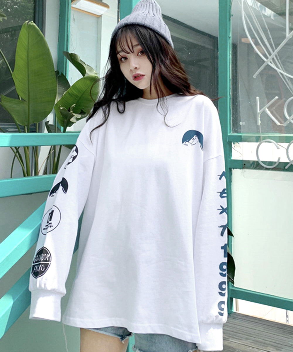 ロゴトレーナー 韓国風 ビッグシルエット ホワイト
