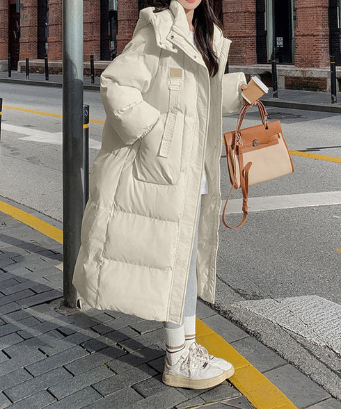 フェイクダウンコート中綿入りロングコート レディース フード付きキルティングコート おしゃれ冬服 韓国風 ダウンジャケット 軽い暖かい 通勤通学 防風防寒アウター 87KFDN-002