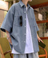 半袖デニムシャツメンズ オーバーサイズ服 かっこいいゆったりシャツおしゃれトップス ビッグシルエット羽織りルーズデニム ヴィンテージ風 メンズ服韓国風 カジュアル 87MP-010