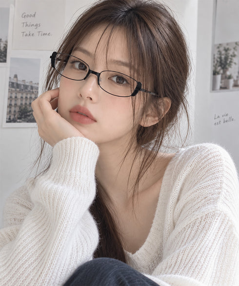 ナロースクエアサングラス伊達メガネ韓国風 メタルフレームサングラス 細身クリアレンズメガネ 大人モードアイウェア レトロ ギークシック黒縁メガネ 小顔見え軽量眼鏡 87PENGLAI-001