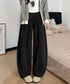 ワイドカーブパンツレディースワイドパンツ ハイウエストポケット付きバナナパンツ ドロストアーチパンツ ゆるイージーパンツ美脚厚手ニットパンツ着やせ秋冬ウエストゴム 87RUITONG-001