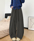 ワイドカーブパンツレディースワイドパンツ ハイウエストポケット付きバナナパンツ ドロストアーチパンツ ゆるイージーパンツ美脚厚手ニットパンツ着やせ秋冬ウエストゴム 87RUITONG-001