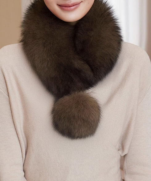 ポンポン付きフェイクファーマフラー暖かい ふわふわボリュームファーストール レディース 大人可愛いネックウォーマーきれいめ もこもこスヌード 防風防寒首巻き 上品 87SHANGJIA-001