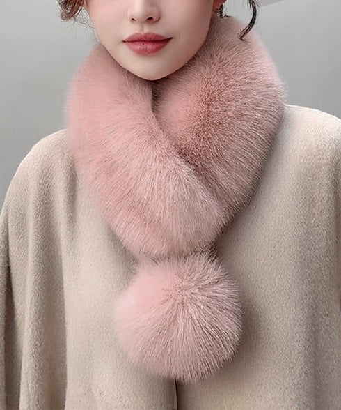 ポンポン付きフェイクファーマフラー暖かい ふわふわボリュームファーストール レディース 大人可愛いネックウォーマーきれいめ もこもこスヌード 防風防寒首巻き 上品 87SHANGJIA-001
