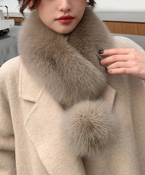ポンポン付きフェイクファーマフラー暖かい ふわふわボリュームファーストール レディース 大人可愛いネックウォーマーきれいめ もこもこスヌード 防風防寒首巻き 上品 87SHANGJIA-001