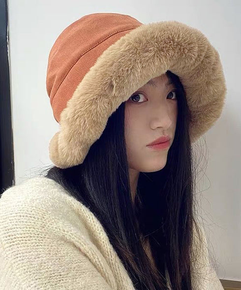 バケットハット レディース ファー帽子冬 もこもこ ボアハット 厚手 韓国 ボア帽子 防寒防風 コーデュロイ帽子 ふわふわ 裏起毛暖かい 小顔見せ ぬくぬく 保温 87SHW-001