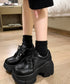 厚底ローファー韓国 レースアップシューズ レディース ドレスシューズ 美脚脚長 ボリュームソール 歩きやすい 合皮厚底靴 編み上げ レザー調カジュアル 厚底5cm 87TTMY-006