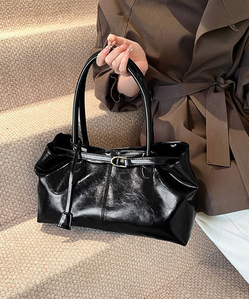 オイルワックス風合皮トートバッグ肩掛け鞄 レディース リボンベルト付き きれいめトート通勤通学 ビジネスOL PU鞄 ロングハンドル おしゃれハンドバッグ 大容量 87XIUFENG-001