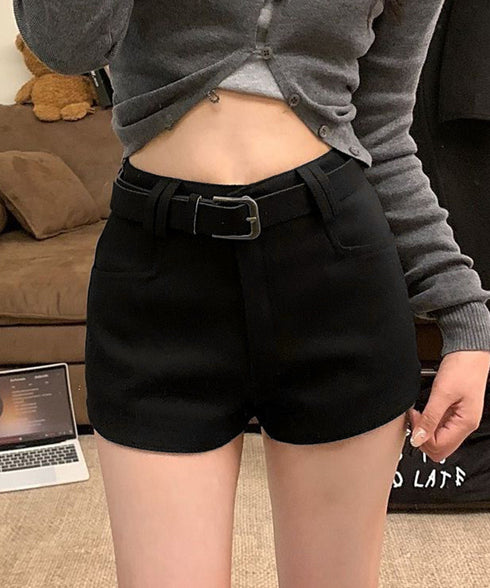 ウール風ショートパンツハイウエスト短パン レディース 着やせショート丈パンツ ポケット付き ベーシック ミニ丈パンツ着やせ 美脚脚長短パン韓国風ホットパンツ 秋冬 87XUANZHZH-001