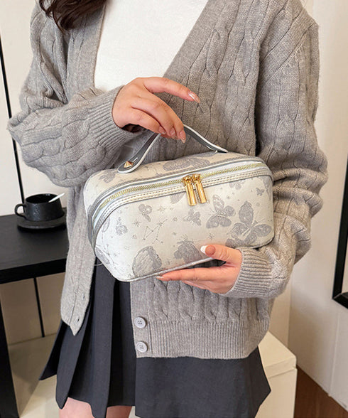 刺しゅう入りメイクポーチ横型コスメバッグ 古風化粧ポーチ きれいめ大人可愛いバニティポーチ おしゃれ旅行コスメポーチ 持ち運び化粧品収納 大容量トラベルポーチ自立 87XUJIU-001