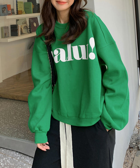 英字ロゴトレーナー裏起毛スウェット韓国風 秋冬ドロップショルダースウェットレディースおしゃれ 暖かいトレーナー長袖ゆったりプルオーバー トップスカジュアルきれいめ 87YIGULI-004