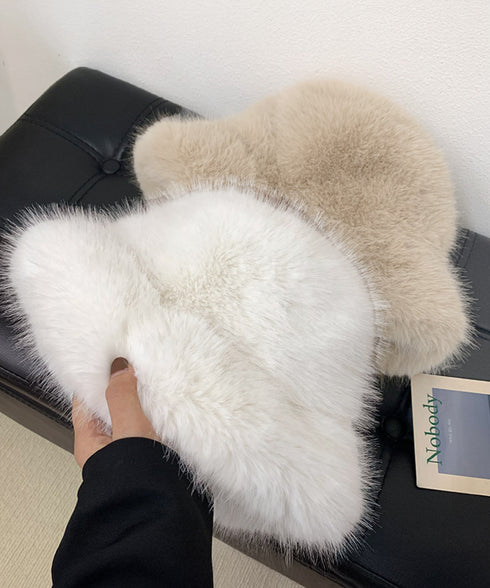 ふわふわファーハット暖かいバケットハット もこもこバケハ ファー帽子レディース秋冬 大人可愛いハットきれいめ 小顔帽子シンプルおしゃれ 保温防風防寒帽子アウトドア 87BENWEI-001