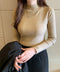 韓国リブニットトップス ハイネック 長袖 モックネック ニットソー レディース キレイめ タイトニット 秋冬 着やせトップス レイヤード インナー シンプルニット 87BINGXIU-001