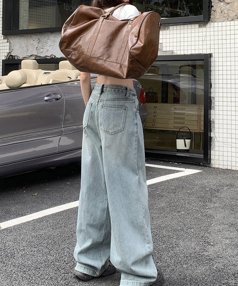 タックワイドデニムパンツレディース韓国風 ジーパン 着やせ スーパーワイドレッグ ロングパンツ 美脚脚長ワイドパンツ ゆったりジーンズおしゃれ 20代30代40代 87BJH-001