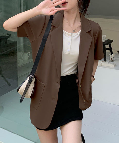 半袖テーラードジャケット レディース夏服 薄手ジャケットオフィスカジュアル 涼しいサマージャケット洗えるスーツ きれいめトップス 韓国風 羽織り20代30代40代 87BMY-001
