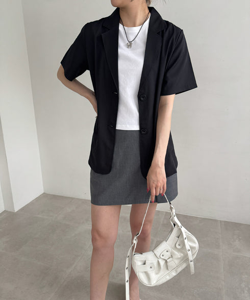 半袖テーラードジャケット レディース夏服 薄手ジャケットオフィスカジュアル 涼しいサマージャケット洗えるスーツ きれいめトップス 韓国風 羽織り20代30代40代 87BMY-001