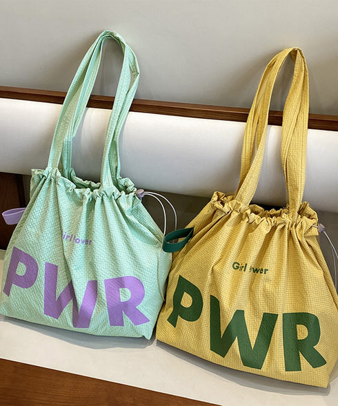 ビッグロゴナイロントートバッグ 大容量鞄 ドローストリングショルダーバッグ レディース 大きめエコバッグ おしゃれ肩掛けバッグ 軽量 カジュアル 巾着バッグ韓国風 87BUYU-001