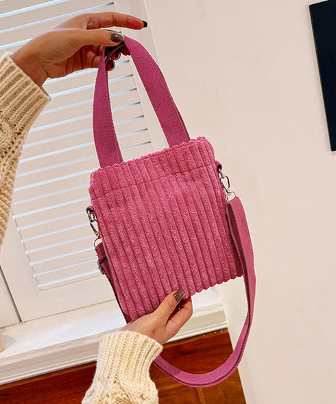 コーデュロイショルダーバッグ ミニバッグ ミニトートバッグレディース ハンドバッグ 2WAYポシェット 軽量コンパクトスマホポーチ 手提げバッグ かわいい 鞄秋冬 87CHUANG-001