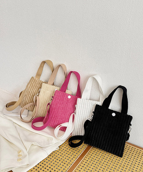 コーデュロイショルダーバッグ ミニバッグ ミニトートバッグレディース ハンドバッグ 2WAYポシェット 軽量コンパクトスマホポーチ 手提げバッグ かわいい 鞄秋冬 87CHUANG-001