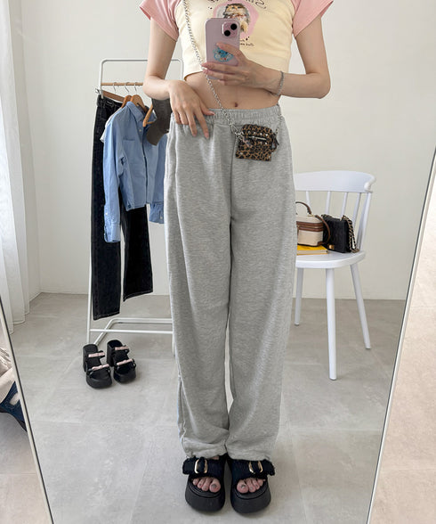 スウェットパンツ レディースロングパンツ ウエストゴム ワイドパンツ 低身長 カジュアル 韓国 イージーパンツ 体型カバーボトムス ゆったり ランニングパンツ脚長 87CHXN-002